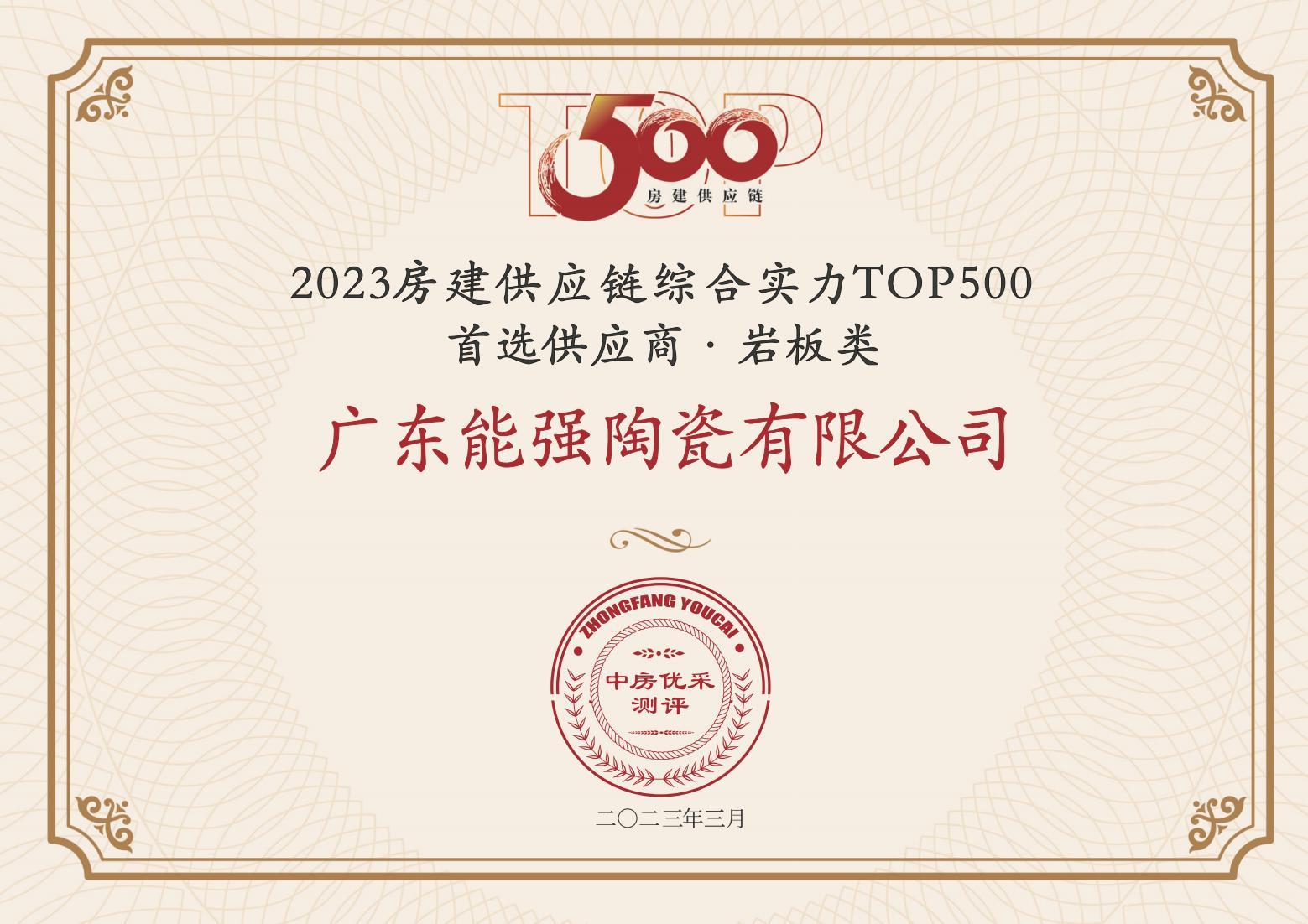 2023房建供應鏈企業(yè)綜合實力TOP500·首選供應商·巖板類